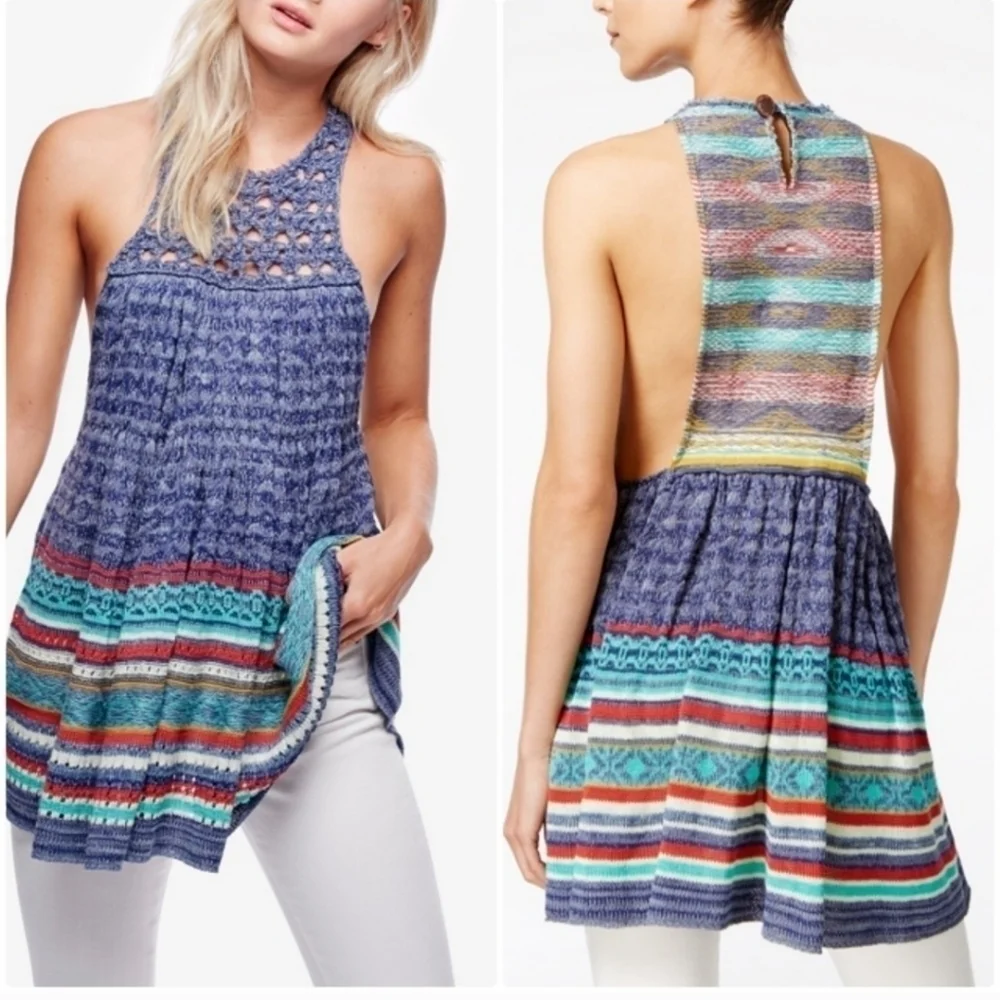 FREE PEOPLE RARE HEARTS SLEEVELESS TUNIC, SZ LARGE - Picture 5 of 14